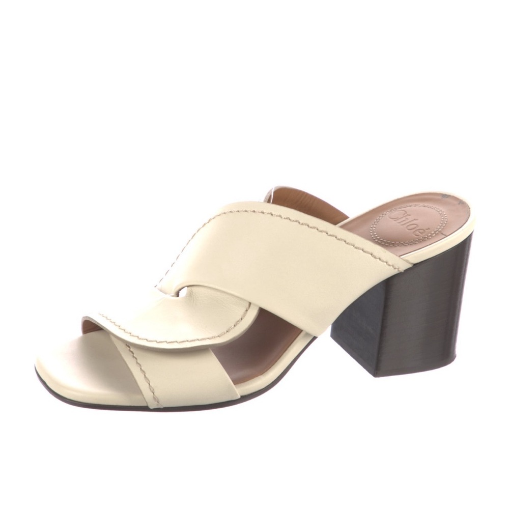 Chloe white leather sandals/slides, size 7